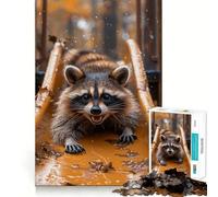 Puzzle de 1000 pièces Raton Laveur Coulissant pour Adolescents, Jeu Intelligent, Moment de Partage, Assemblage d'image, œuvre d'art 50x75cm