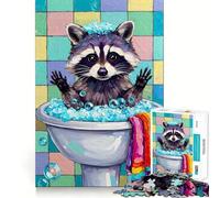 Puzzle de 1000 pièces Raton Laveur dans la Salle de Bain pour Adolescents, Jeu de logique, pièce de Collection découpée avec précision (38x26cm)