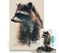 Puzzle de 1000 pièces Raton Laveur Double Exposition pour Adolescents, Jeu de logique mentale, Silencieux et précis, idéal pour Les vœux du Père Noël (38x26cm)