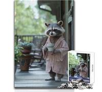 Puzzle de 1000 pièces Raton Laveur en Peignoir pour Adolescents - Jeu de développement de la logique pour des Moments précieux - Dimensions:38x52cm