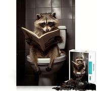 Puzzle de 1000 pièces Raton Laveur et Journal des Toilettes pour Adultes renforce la mémoire, Divertissement décontracté, Bords Nets, Cadeau Classique (38x52cm)