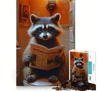 Puzzle de 1000 pièces Raton Laveur lisant Le Journal aux Toilettes, Amusant et idéal pour Les Adolescents amélioration de la mémoire, détente et création Artistique (50x75cm)