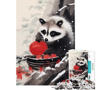 Puzzle de 1000 pièces Raton Laveur Mange Jeu éducatif Japonais Jeu Impossible Idéal pour Passer Le Temps à la Maison Cadeau d'anniversaire (Dimensions 75x50cm)