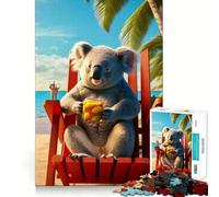 Puzzle de 1000 pièces Raton Laveur Soignant la Plage pour Adultes renforce la mémoire, Divertissement décontracté, Bords Nets, Cadeau Classique (38x52cm)