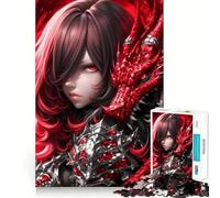Puzzle de 1000 pièces Red Dragon ﹨u Warrior Anime Girl pour Adolescents, Collection d'art Recall Upgrade Calm Relax Clear Cut (50x75cm)