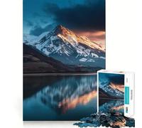Puzzle de 1000 pièces Reflet de Montagne enneigée dans Un lac pour Adolescents, Jeu de réflexion, évasion et Calme, Bords précis, (38x52cm)