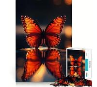 Puzzle de 1000 pièces Reflet de Papillon Orange Jeu d'éveil et de Relaxation Découpe de précision Pièce de Collection Artistique (38x26cm)