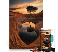 Puzzle de 1000 pièces Reflet d'un Arbre dans Une Piscine du désert Découpe précise Jeu Amusant et Stimulant pour l'esprit Jeu de détente Cadeau d'anniversaire Activité Artistique (50x75cm)
