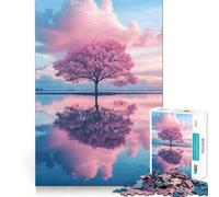 Puzzle de 1000 pièces Reflet d'un Cerisier Rose pour Adolescents, Jouet ludique et Amusant, décoration Murale Transparente (38x52cm)