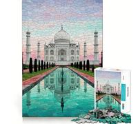 Puzzle de 1000 pièces Reflet en mosaïque du Taj Mahal pour Adultes, Puzzle de mémoire à Assembler Lentement, Image à apprécier, Cadeau créatif 38x26cm