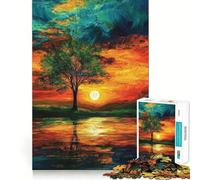 Puzzle de 1000 pièces Reflets d'arbre au Coucher du Soleil pour Adultes, 50x75cm, idéal pour renforcer Les Liens familiaux Cadeau de Saison