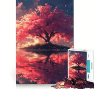 Puzzle de 1000 pièces Reflets d'arbres en Fleurs de Cerisier Bords Lisses Jeu créatif et Amusant Cadeau d'anniversaire idéal pour des Moments de détente (38x26cm)