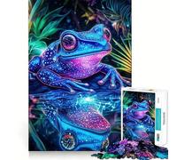 Puzzle de 1000 pièces Reflets de Grenouille néon pour Adultes, Jeu intellectuel, Anti-Stress, découpe précise, (38x52cm)