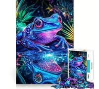 Puzzle de 1000 pièces Reflets de Grenouille néon pour Adultes Un Jeu Stimulant pour Le Cerveau, Un Moment de Partage et d'expression Artistique, Un Cadeau élégant (50x75cm)