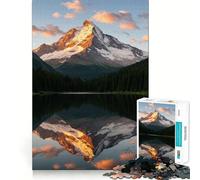 Puzzle de 1000 pièces Reflets de Montagne dans Un lac au Coucher du Soleil pour Adolescents Stimule la mémoire Attente de détente et de Plaisir Cadeau Exquis (38x52cm)