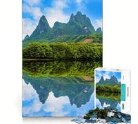 Puzzle de 1000 pièces Reflets de Montagne pour Adultes Jeu cérébral Relaxant Bordure Nette Cadeau de qualité supérieure (38x52cm)