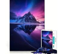 Puzzle de 1000 pièces Reflets de Montagne sous Les aurores boréales pour Adolescents, Think Toy, Un Jouet apaisant et Amusant, aux Lignes épurées, à Collectionner (38x52cm)