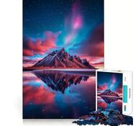 Puzzle de 1000 pièces Reflets de Montagne sous Les aurores boréales pour Adultes, Jeu intellectuel apaisant, décoration Murale de qualité (38x26cm)