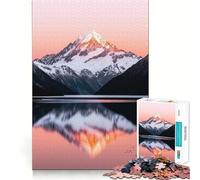 Puzzle de 1000 pièces Reflets de Montagnes enneigées au Coucher du Soleil pour Adolescents Stimule la mémoire Loisirs et détente Bords Lisses Liste de souhaits du Père Noël (38x52cm)