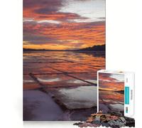 Puzzle de 1000 pièces Reflets du Coucher de Soleil sur Les Marais salants pour Adultes Stimulation de la mémoire et réduction de l'anxiété Cadeau Artistique à Assembler (38x26cm)