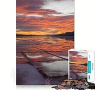Puzzle de 1000 pièces Reflets du Coucher de Soleil sur Les salines pour Adultes Améliore la mémoire, détend l'esprit Collection Sharp Edge Art Piece (38x52cm)