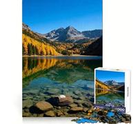 Puzzle de 1000 pièces Reflets d'un lac Alpin en Automne pour Adultes, idéal pour l'entraînement de la mémoire, Les Loisirs calmes et Une découpe Impeccable (38x26cm)