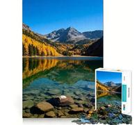 Puzzle de 1000 pièces Reflets d'un lac Alpin en Automne Stimulation Cognitive Pièces nettes et sans bavures Jeu d'intérieur idéal pour Les Vacances (50x75cm)