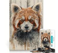 Puzzle de 1000 pièces Regard Aquarelle du Panda Roux pour Adultes et Adolescents À Construire Lentement et à apprécier Découpe précise Pièce de Collection Artistique (50x75cm)