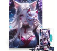 Puzzle de 1000 pièces Regard de la Fille Kitsune Mystique pour Adultes et Adolescents, Jeu de logique, détente, découpe de précision, (38x52cm)
