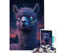 Puzzle de 1000 pièces Regard de Lama étoilé pour Adolescents Niveau Difficile Chaque pièce est Unique Jeu éducatif (Dimensions 50x75cm)