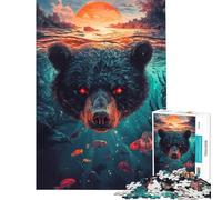 Puzzle de 1000 pièces Regard de l'ours sous l'eau Un Puzzle éducatif Stimulant pour Adolescents idéal pour améliorer la mémoire et Offrir en Cadeau à Vos Proches (38x52cm)