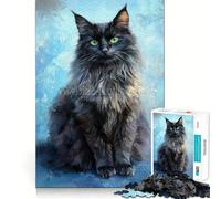 Puzzle de 1000 pièces Regard du Chat Noir,découpe précise,Jeu de réflexion,Cadeau Facile à Jouer,Cadeau d'anniversaire Amusant (38x52cm)