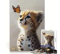 Puzzle de 1000 pièces Regard du guépard et du Papillon pour Adolescents Un Cadeau de Noël Original et Stimulant pour développer la pensée Critique et Offrir Un Moment de détente (50x75cm)
