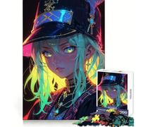 Puzzle de 1000 pièces Regard électrique d'une Fille d'anime pour Adolescents Un Casse-tête Stimulant et agréable, aux Bords Lisses, idéal comme Cadeau de Noël (50x75cm)