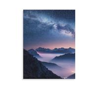 Puzzle de 1000 Pièces，Regard Imaginaire sur l'univers au-Dessus du Brouillard et du Ciel Nocturne dans Les Montagnes，1000 Puzzle pour Adultes et Enfants Puzzle Adulte Puzzle en Bois -AP22