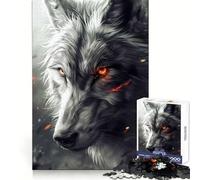 Puzzle de 1000 pièces Regard perçant du Loup pour Adultes, mémoire aiguisée, évasion sereine, Bords Nets, (38x26cm)