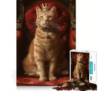 Puzzle de 1000 pièces Reine Chat Tabby Orange pour Adolescents Jeu de réflexion Jouet à Partager Découpe Nette (38x26cm)