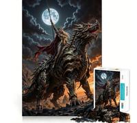 Puzzle de 1000 pièces Reine guerrière chevauchant Un Dragon au Clair de Lune »,Jeu de Concentration mentale sans Espace,Design ajusté,défi cérébral interactif pour la Maison (50x75cm)