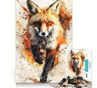 Puzzle de 1000 pièces Renard à l'aquarelle Splash pour Adolescents Stimule la mémoire, réduit Le Stress, découpe de qualité supérieure, Cadeau précieux 38x26cm