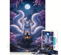 Puzzle de 1000 pièces Renard à Neuf queues dans Un Jardin au Clair de Lune pour Adultes, Un véritable Casse-tête pour Les méninges, Un (50x75cm)