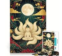 Puzzle de 1000 pièces Renard à Neuf queues Méditation sous la Lune pour Adolescents, idéal pour renforcer Le Souvenir, favoriser la Paix intérieure et Offrir Un Cadeau Classique de qualité (38x26cm)