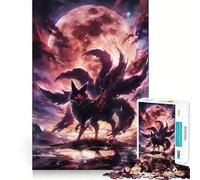 Puzzle de 1000 pièces Renard à Neuf queues sous la Lune de Sang pour Adolescents, idéal pour stimuler la mémoire, Jouer à l'intérieur et Offrir en Cadeau (38x26cm)