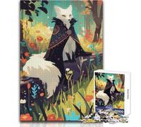 Puzzle de 1000 pièces Renard au Cap dans Une Prairie Fleurie pour Adultes Apprentissage ludique et activité Cognitive pour de joyeuses Surprises Dimensions:50x75cm