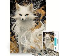 Puzzle de 1000 pièces Renard Blanc à la Fourrure dorée pour Adolescents Jeu de mémoire Amusant Emboîtement précis sans espaces Activité Amusante en Famille (50x75cm)
