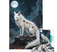 Puzzle de 1000 pièces Renard Blanc aux Marques mystiques Jeu Difficile et Stimulant à partir de 14 Ans 50x75cm