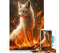 Puzzle de 1000 pièces Renard Blanc en feu pour Adolescents,Jeu de mémoire,Verrouillage sécurisé,sans pièces détachées,idéal pour Les Voyages,Cadeau pour Les Cerveaux (38x52cm)