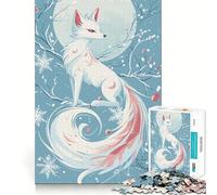 Puzzle de 1000 pièces Renard Blanc en Hiver pour Adolescents,défi intellectuel Amusant,Taille Uniforme,pièces précises,activité relaxante en Groupe à l'intérieur (50x75cm)
