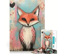 Puzzle de 1000 pièces Renard de la Saint-Valentin à Pois en Forme de cœur Activité ludique et stimulante pour renforcer Les Liens familiaux (38x26cm) Emboîtement Parfait sans espaces