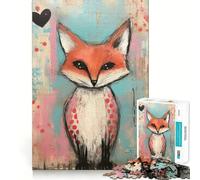 Puzzle de 1000 pièces Renard de la Saint-Valentin à Pois en Forme de cœur Développe la mémoire,ludique et de qualité Professionnelle pour stimuler l'esprit (38x52cm)