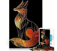 Puzzle de 1000 pièces Renard en vitrail pour Adolescents améliore la mémoire, se détend et s’Amuse Bords Nets, Cadeau Unique 38x52cm